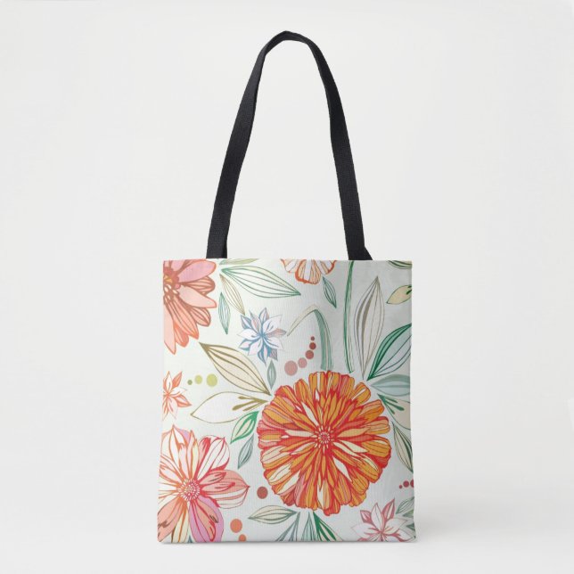 Pattern with asters tote bag (Front)