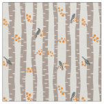 Pattern with autumn trees and birds fabric