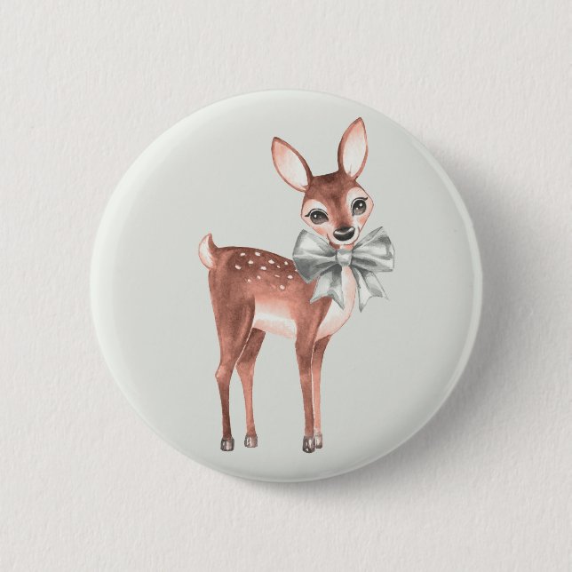 Pattern with Baby Deer 1 Pinback Button (Front)