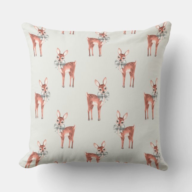 Pattern with Baby Deer 1 Throw Pillow (Front)
