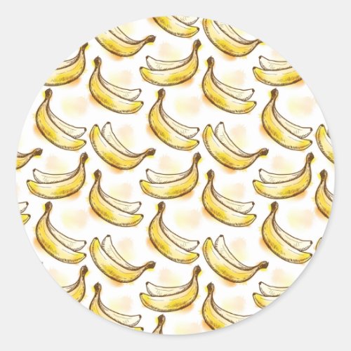 Pattern with banana classic round sticker