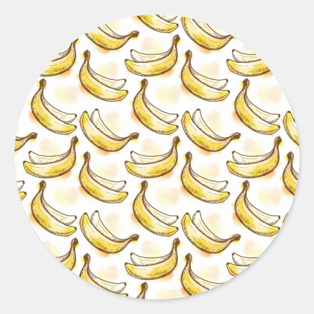 Pattern with banana classic round sticker (Front)