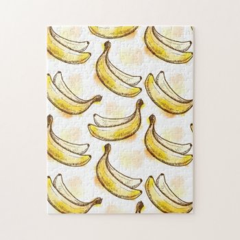 Pattern With Banana Jigsaw Puzzle by watercoloring at Zazzle