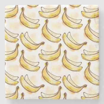 Pattern With Banana Stone Coaster by watercoloring at Zazzle