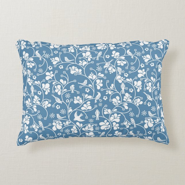 pattern with birds and plants ornament decorative pillow (Front)