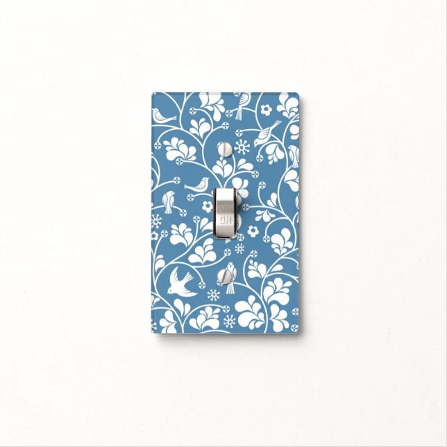 pattern with birds and plants ornament light switch cover (In Situ)