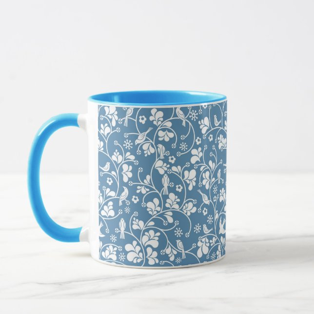 pattern with birds and plants ornament mug (Left)