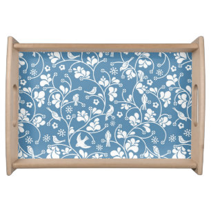 pattern with birds and plants ornament serving tray