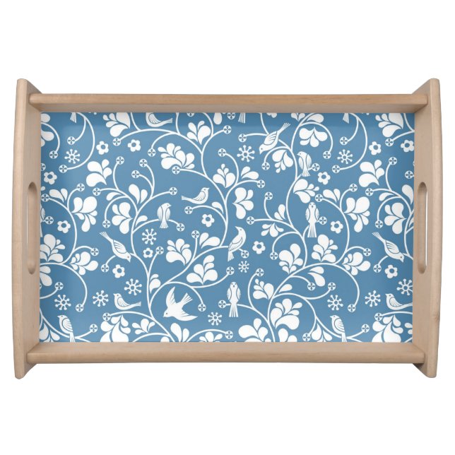 pattern with birds and plants ornament serving tray (Front)