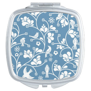 pattern with birds and plants ornament vanity mirror