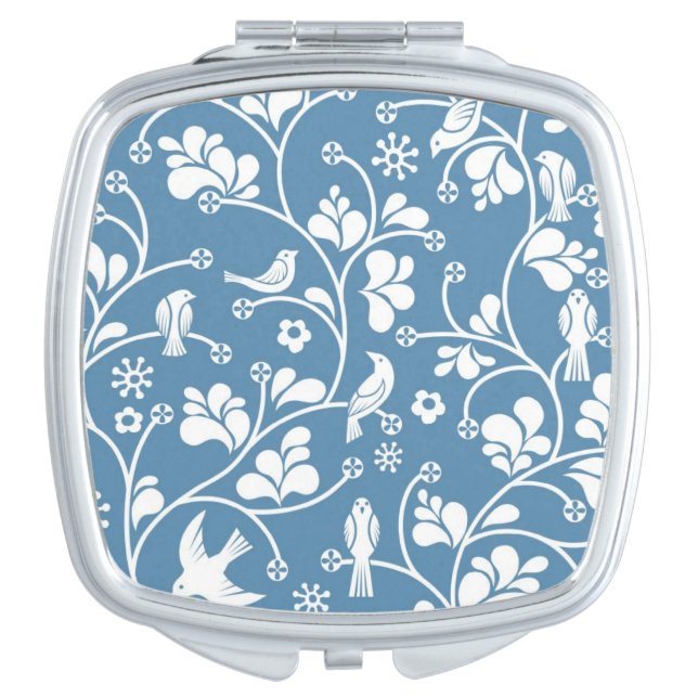 pattern with birds and plants ornament vanity mirror (Front)