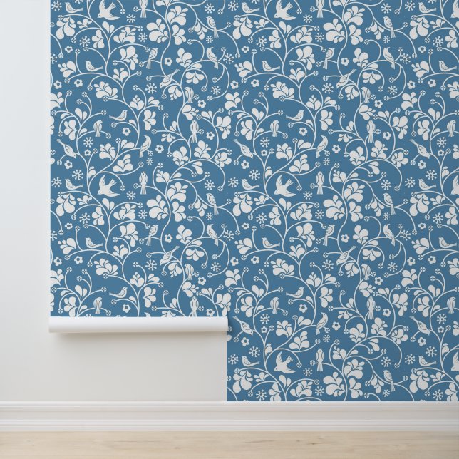 pattern with birds and plants ornament wallpaper  (Application)