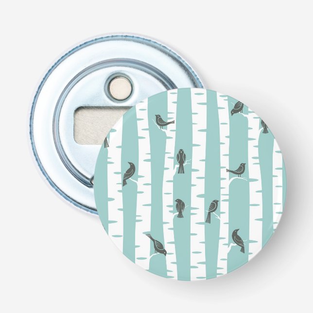 Pattern with birds and trees bottle opener (Front)