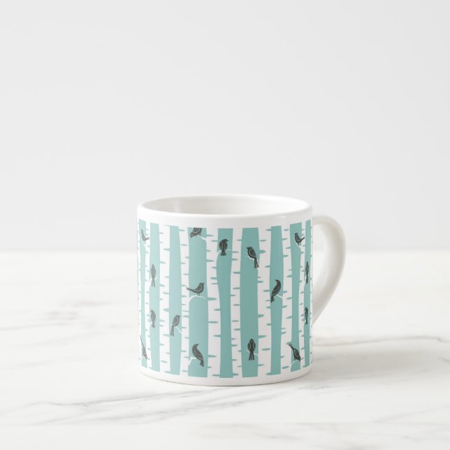 Pattern with birds and trees espresso cup (Front Right)