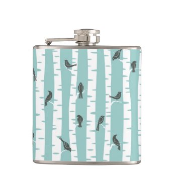 Pattern With Birds And Trees Flask by boutiquey at Zazzle