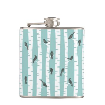 Pattern With Birds And Trees Hip Flask by boutiquey at Zazzle