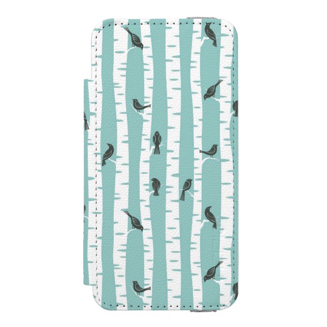 Pattern with birds and trees incipio iPhone wallet case (Folio Front)