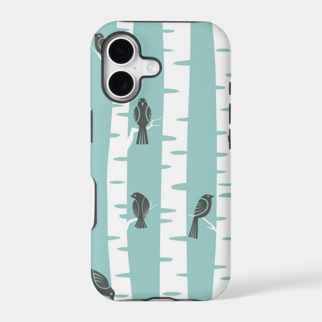 Pattern with birds and trees iphone case (Back)