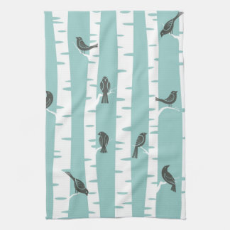 Pattern with birds and trees kitchen towel