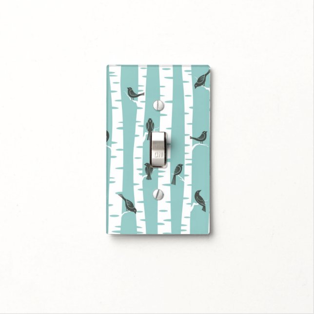 Pattern with birds and trees light switch cover (In Situ)