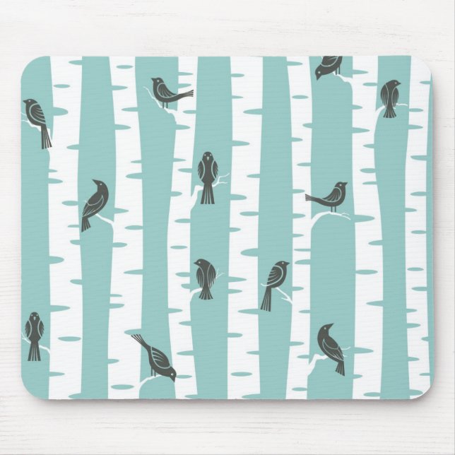 Pattern with birds and trees mouse pad (Front)