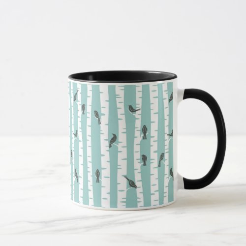 Pattern with birds and trees mug