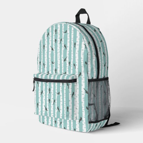 Pattern with birds and trees printed backpack