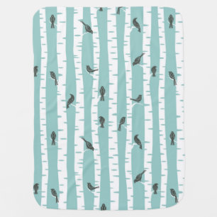 Pattern with birds and trees receiving blanket