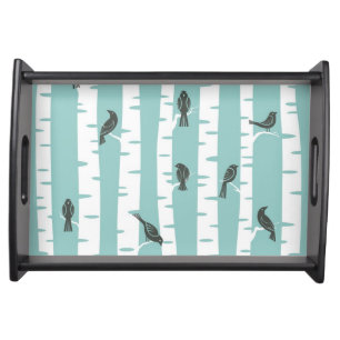 Pattern with birds and trees serving tray