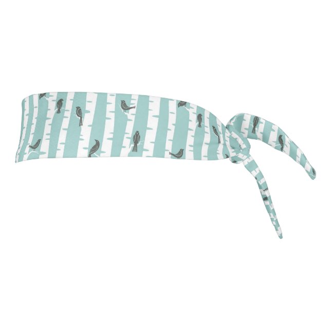 Pattern with birds and trees tie headband (Rotate 90)