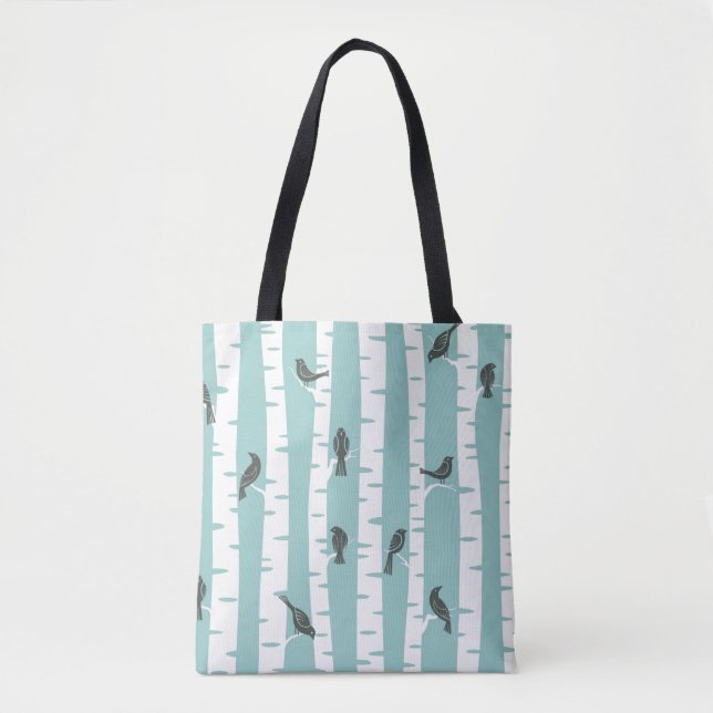 Pattern with birds and trees tote bag (Front)