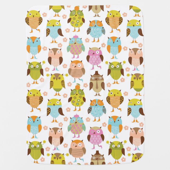 pattern with birds baby blanket (Front)