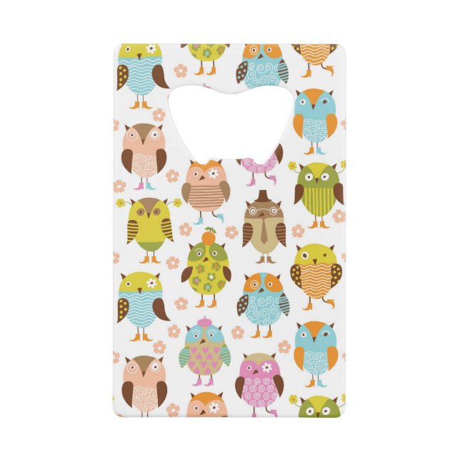 pattern with birds credit card bottle opener (Front)