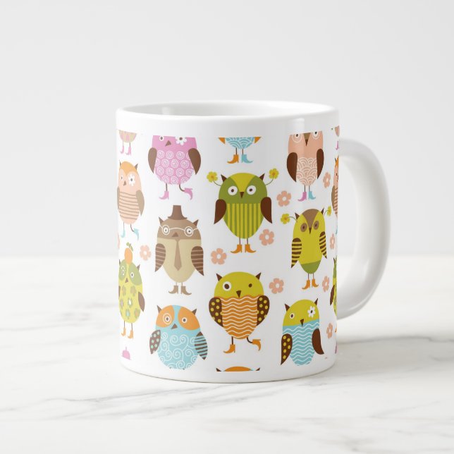 pattern with birds giant coffee mug (Front Right)