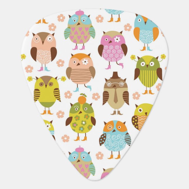 pattern with birds guitar pick (Front)