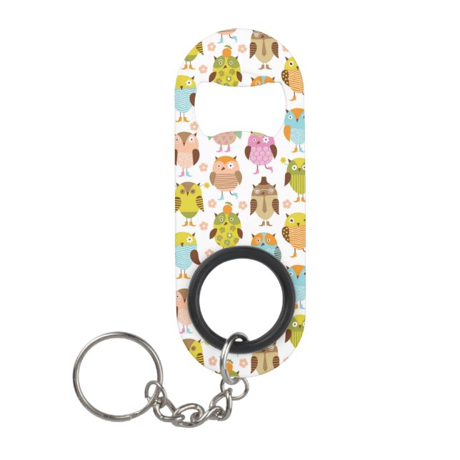 pattern with birds keychain bottle opener (Front)