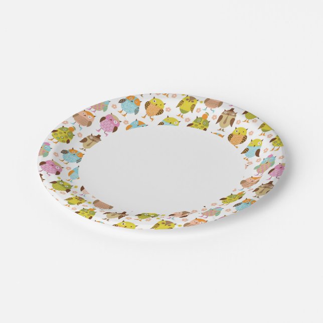 pattern with birds paper plates (Angled)