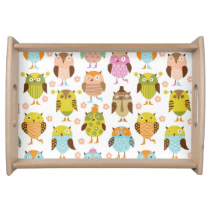 pattern with birds serving tray