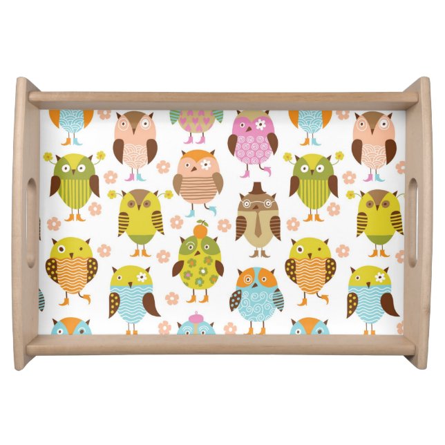 pattern with birds serving tray (Front)