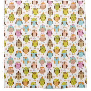 pattern with birds shower curtain