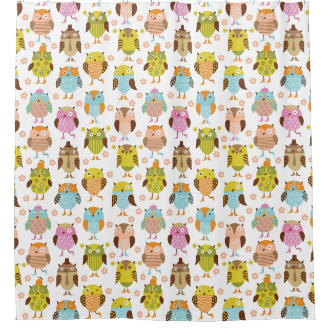 pattern with birds shower curtain (Front)