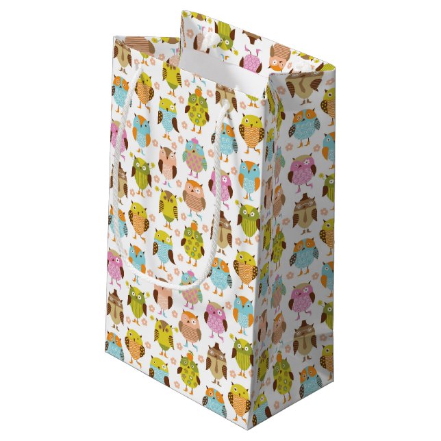 pattern with birds small gift bag (Back Angled)