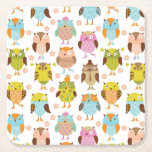 pattern with birds square paper coaster
