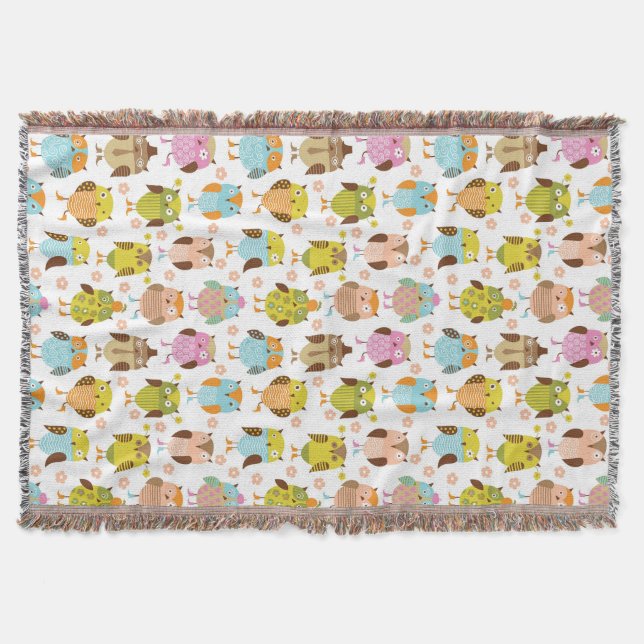 pattern with birds throw blanket (Front)