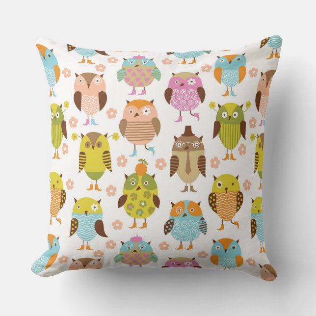 pattern with birds throw pillow (Front)