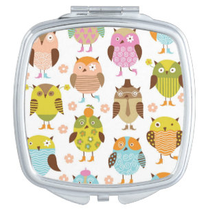 pattern with birds vanity mirror