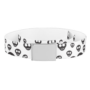 Pattern with black skulls on white belt