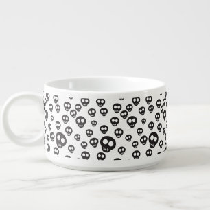 Pattern with black skulls on white bowl