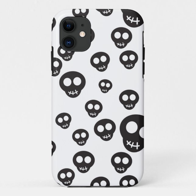 Pattern with black skulls on white Case-Mate iPhone case (Back)