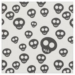 Pattern with black skulls on white fabric